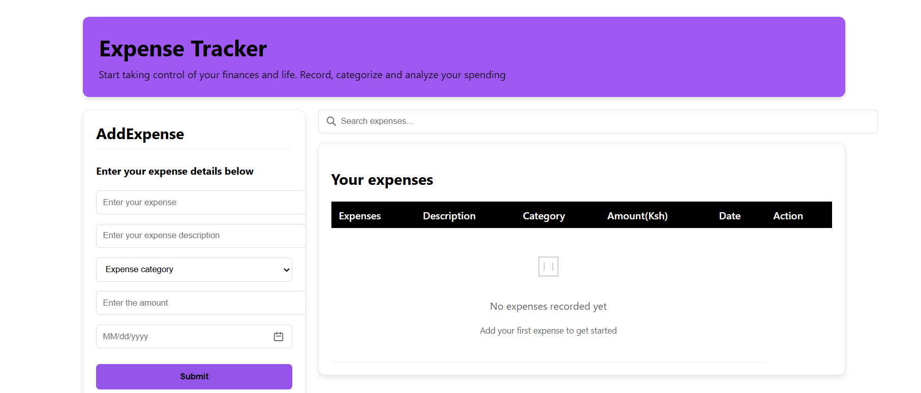 Expense Tracker Screenshot